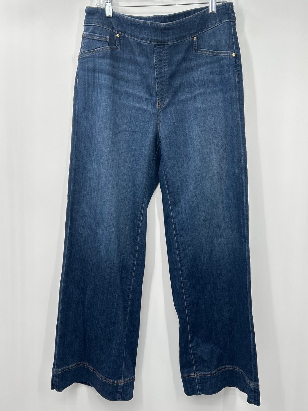 Chico’s Pull-On Wide Leg Blue Jeans Size 14R / 2.5R Casual Stretch Minimalist